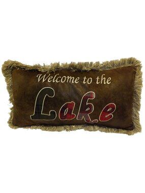 Welcome To The Lake Decorative Throw Pillow W Fringe Rustic Farm Bass Pro Shops